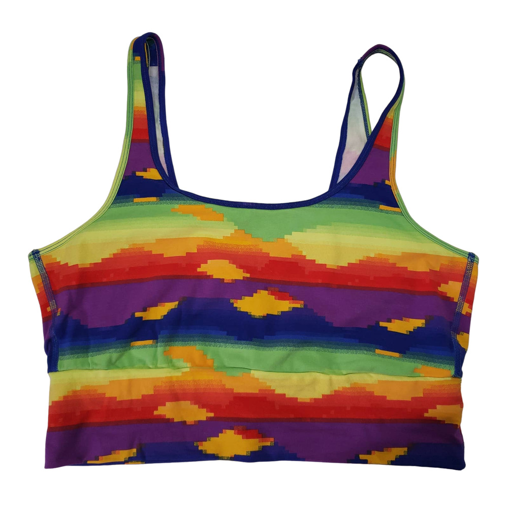 TomboyX Longline Scoop Bralette XL Digital Rainbow Bra